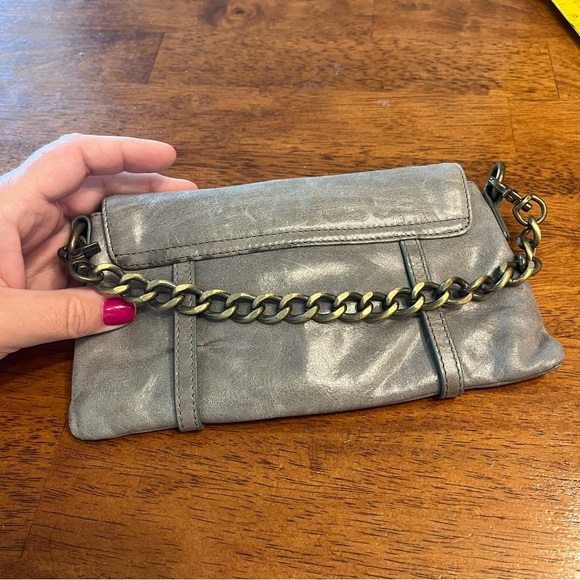 Hobo International gray Silver Chain Clutch Bag envelope - Picture 3 of 8